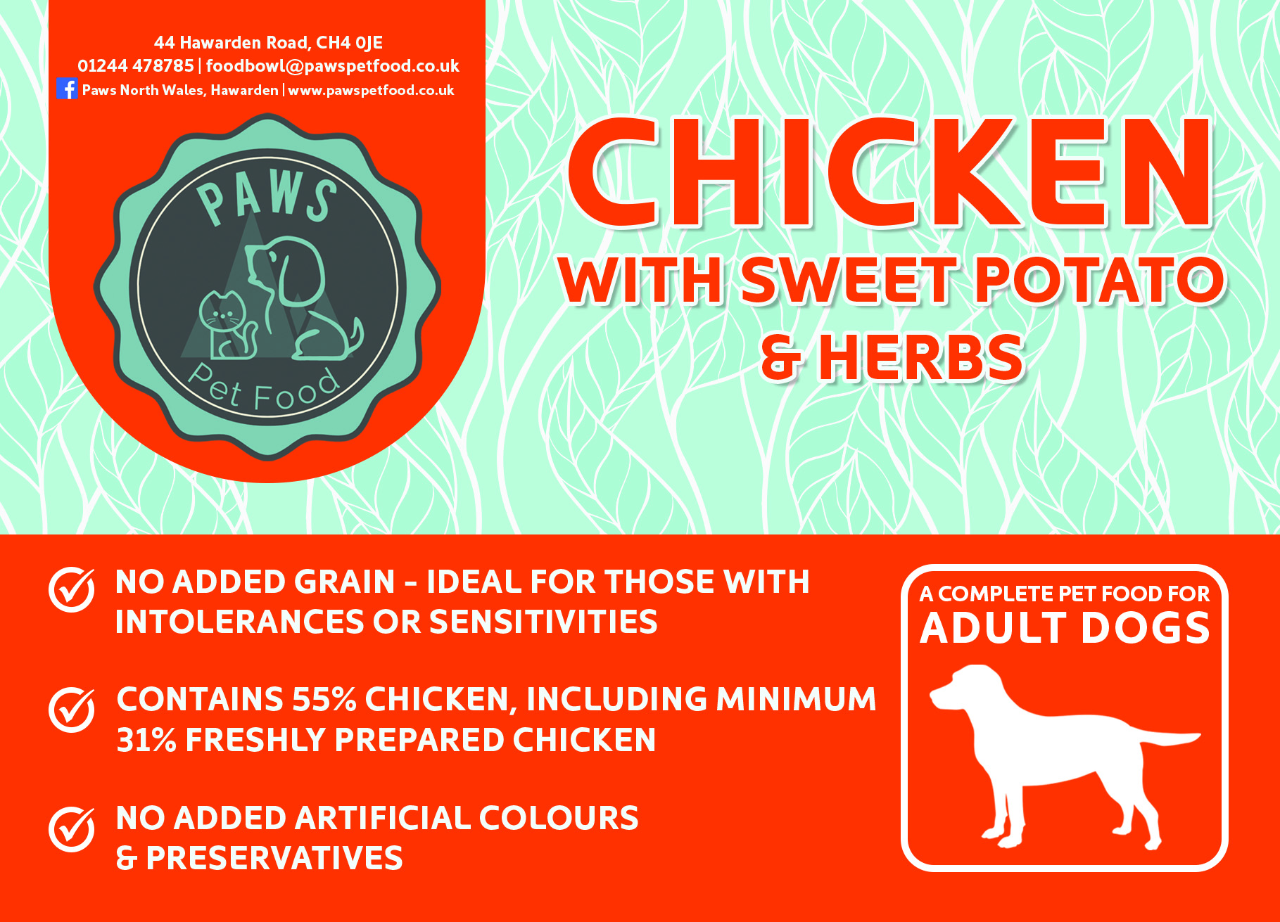 Grain Free Chicken with Sweet Potato and Herbs for Adult Dogs