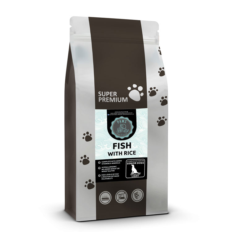 SEN High Quality Super Premium Senior / Light Fish & Rice Dog Food Kibble Biscuits