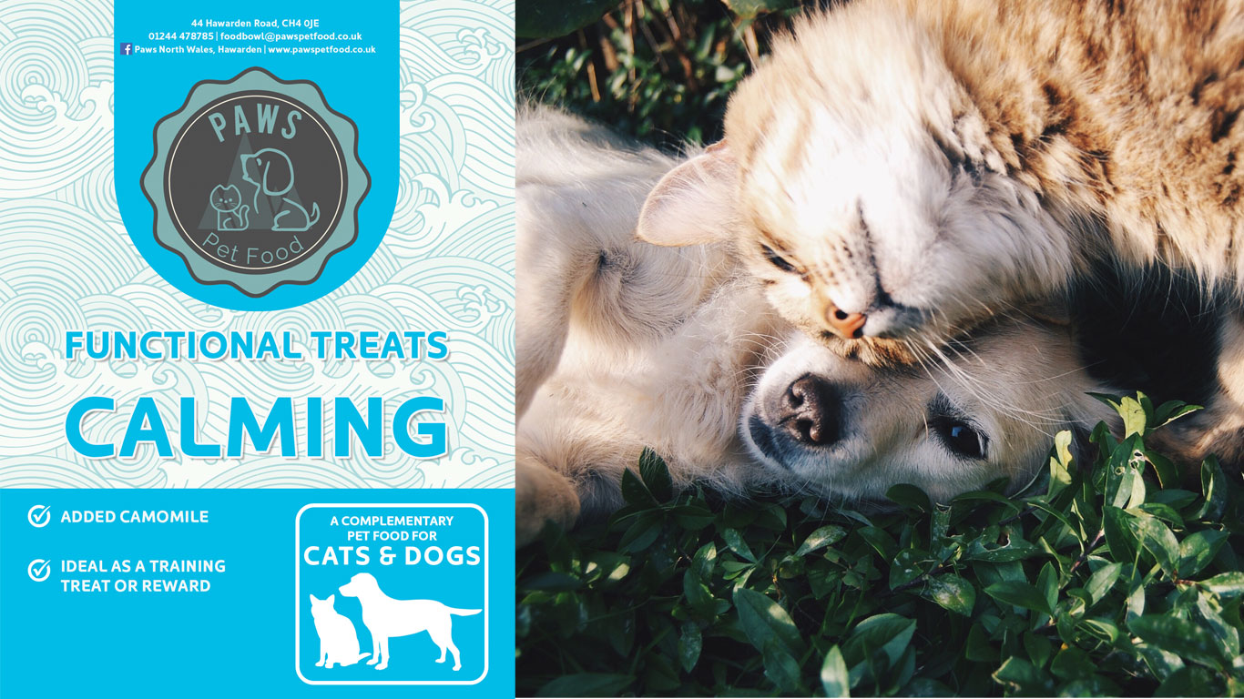 Here at Paws Pet Food, your Grain Free, Superfood and Treat recipes can all be used in conjunction with puzzle feeders and treat balls. You have even a ‘Calming Treat’ in our Functional Treat range.