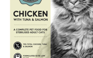 Tasty Luxury Connoisseur Cat for Sterilised Cats 70% Chicken with Tuna and Salmon Kibble Biscuits 100g 300g 1.5kg 5kg