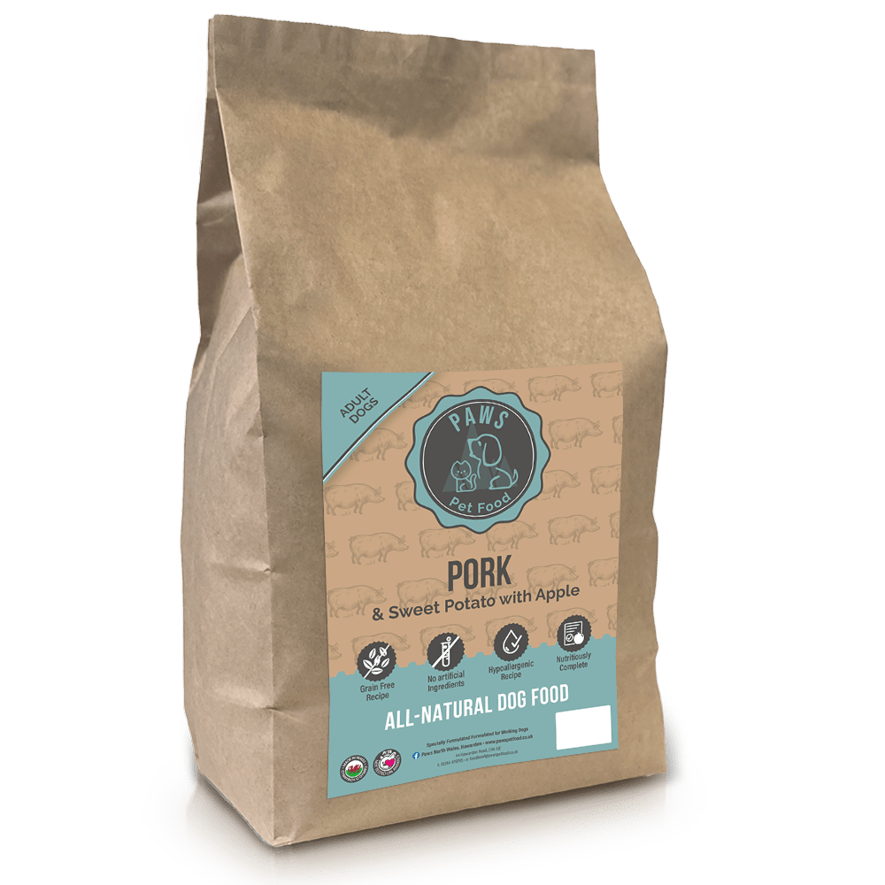 Grain Free Pork & Sweet Potato with Apple Adult Dog Food Kibble Biscuits 80g 2kg 12kg *Made in Wales*