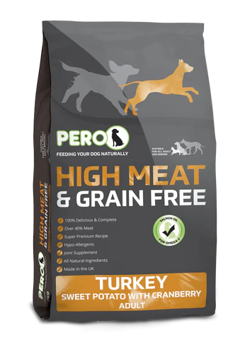 Pero High Meat Grain Free Turkey and Sweet Potato with Cranberry Dry Dog Food *Made in Wales* 2kg 12kg