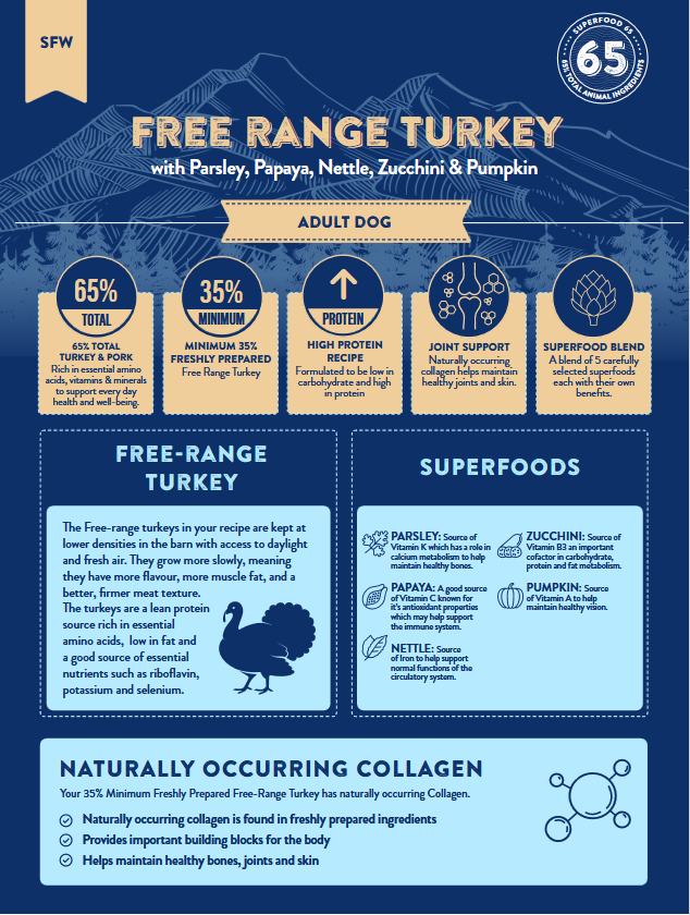 Paws Pet Food Superfood 65 Grain-Free Adult Dog Food - Turkey & Pork with Superfoods - Image 3